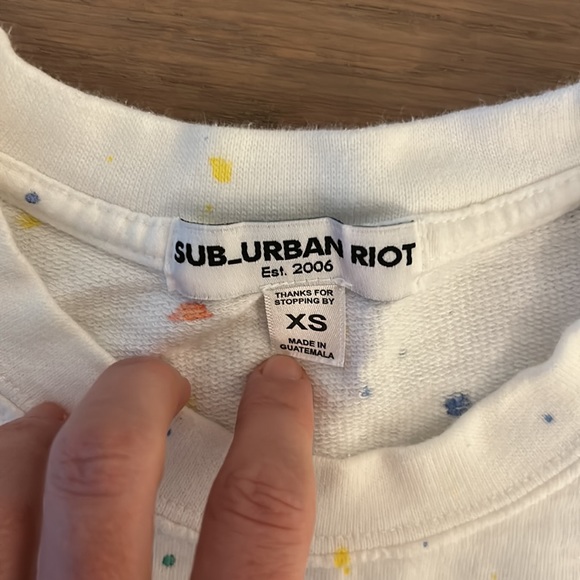 Suburban Riot white sweatshirt with paint splatters - Picture 3 of 6